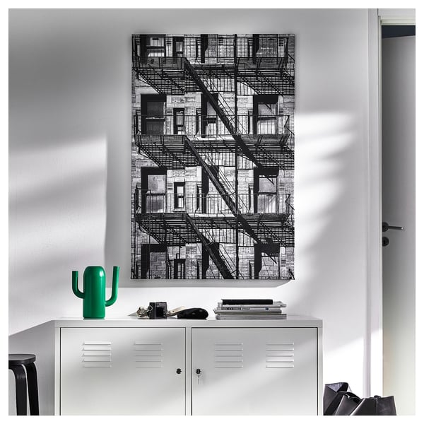 BJÖRKSTA Picture with frame, balconies/black, 78x118 cm