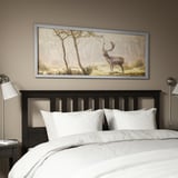 BJÖRKSTA Picture with frame, Deer in glade/aluminium-colour, 140x56 cm