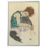 BJÖRKSTA Picture with frame, Seated Woman With Bent Knee/aluminium-colour, 78x118 cm