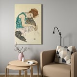 BJÖRKSTA Picture with frame, Seated Woman With Bent Knee/aluminium-colour, 78x118 cm