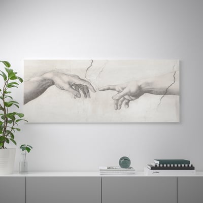 BJÖRKSTA Picture with frame, Touch/aluminium-colour, 140x56 cm