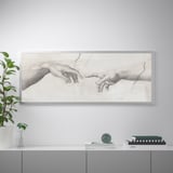 BJÖRKSTA Picture with frame, Touch/aluminium-colour, 140x56 cm