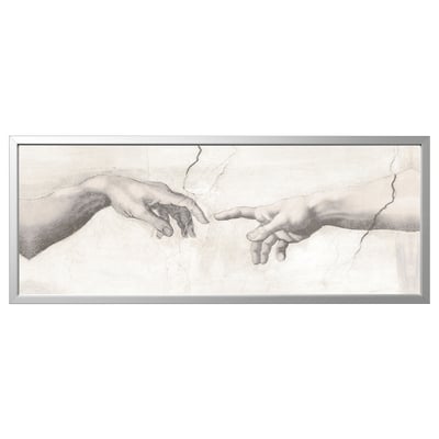 BJÖRKSTA Picture with frame, Touch/aluminium-colour, 140x56 cm