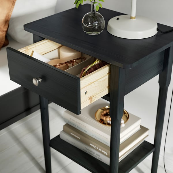 BLÄSTÅSEN Bedside table, black, 50x37x76 cm