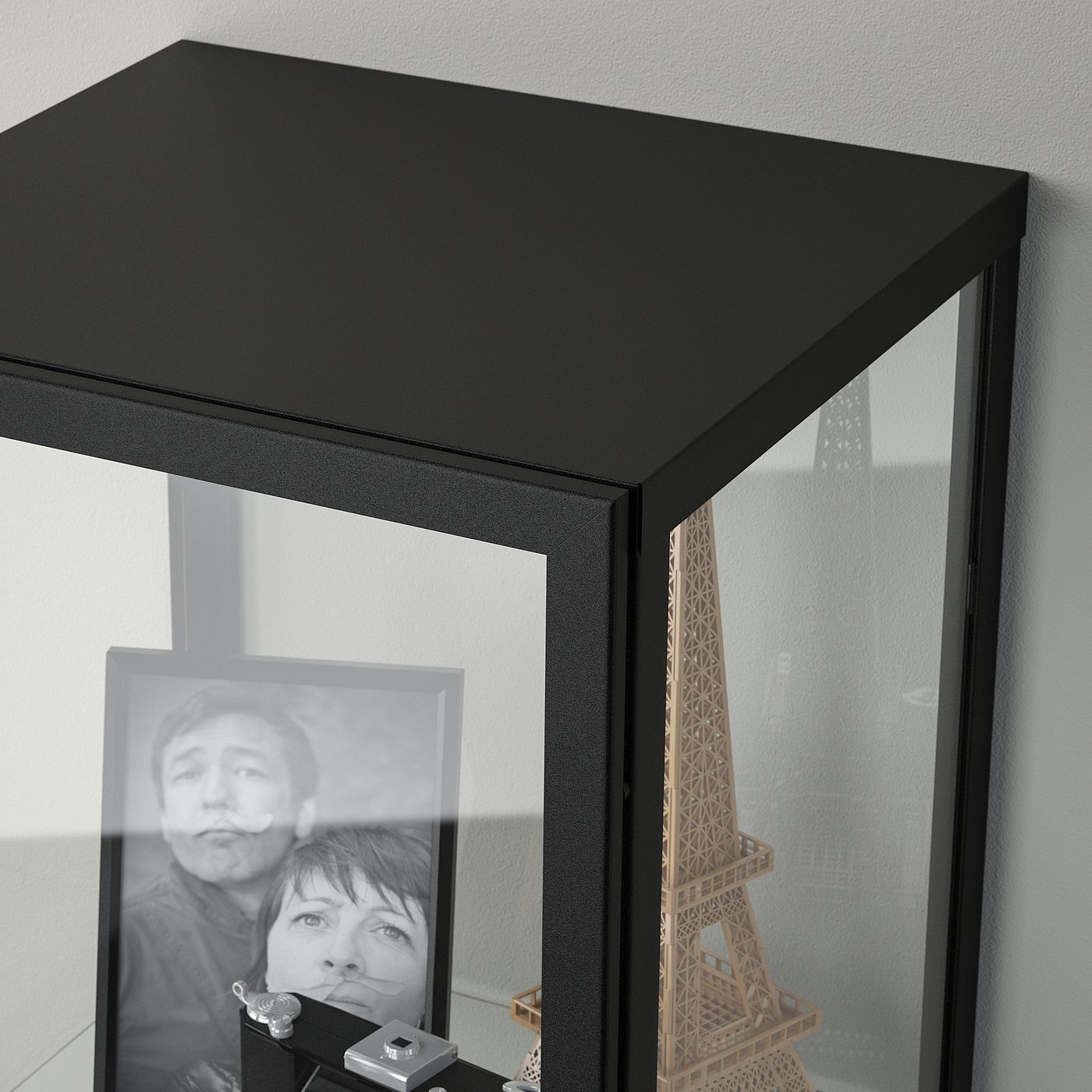 BLÅLIDEN glass-door cabinet, black, 35x32x151 cm - IKEA