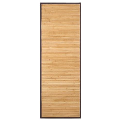 BLANGSLEV bamboo rug, natural colour, rectangular shape, w/ black border & anti-slip backing.