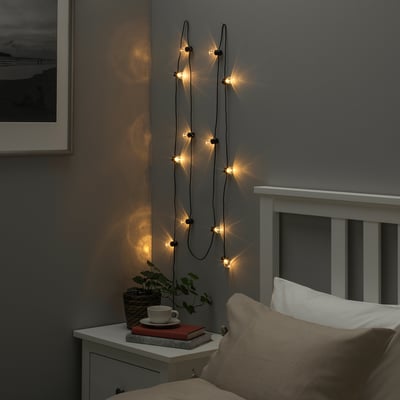 BLÖTSNÖ LED lighting chain with 12 lights, indoor/battery-operated black