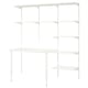 An ikea BOAXEL white wall-mounted storage system with shelves and a table.