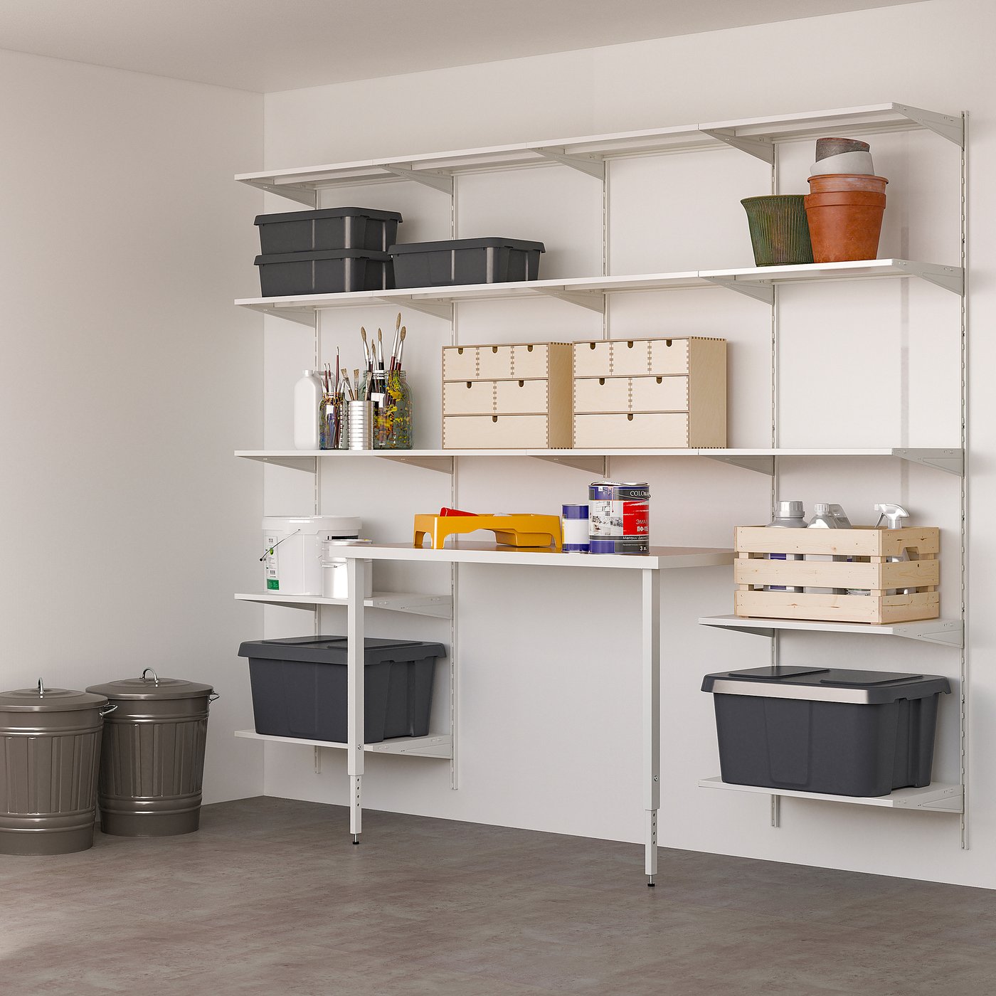 BOAXEL / LAGKAPTEN shelving unit with table top, white