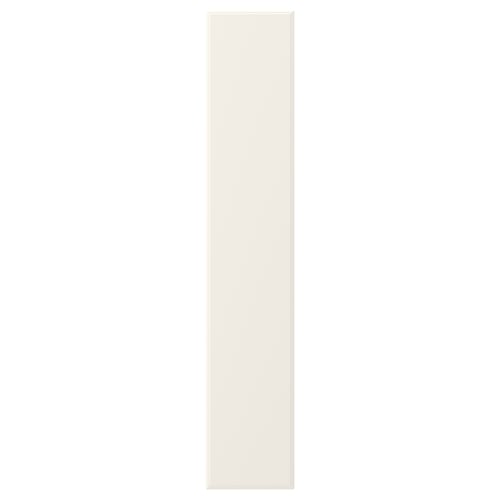 An off-white BODBYN cabinet door with bevelled panels. It has a smooth, lacquered surface and a classic design.