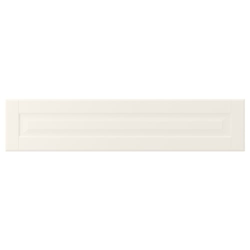White BODBYN cabinet door with bevelled edges, smooth lacquer, and traditional design.