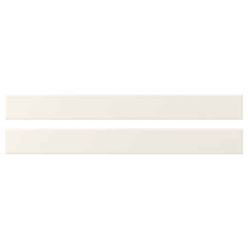 Two off-white BODBYN kitchen cabinet doors. Bevelled panels, flat shape, simple design.