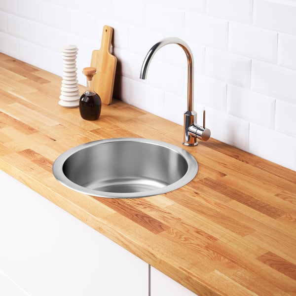 BOHOLMEN Inset sink, 1 bowl, stainless steel, 45 cm