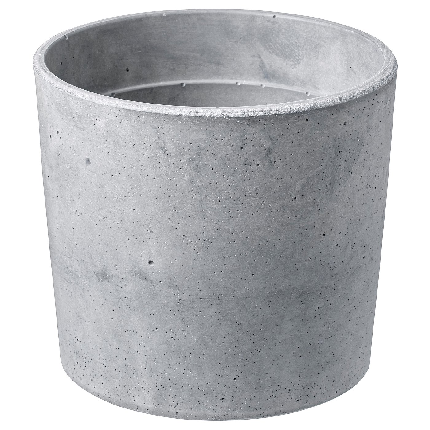 Grey concrete BOYSENBÄR planter, cylindrical, indoor/outdoor.
