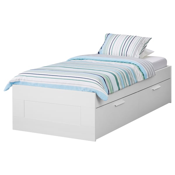 brimnes bed frame with storage white luroy ikea