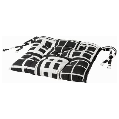 BROKAKLEJA Chair pad, black/geometric, 40x40x6 cm
