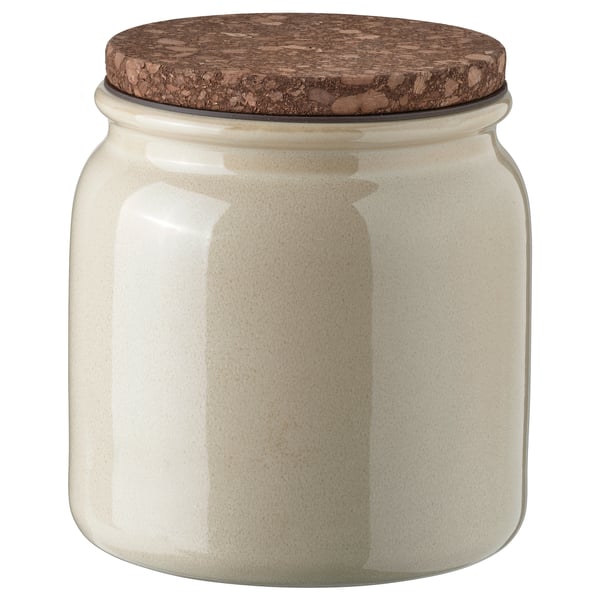 BRUGDHAJ Jar with lid, beige, 1.9 l