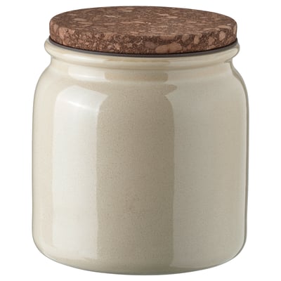 BRUGDHAJ Jar with lid, beige, 1.9 l
