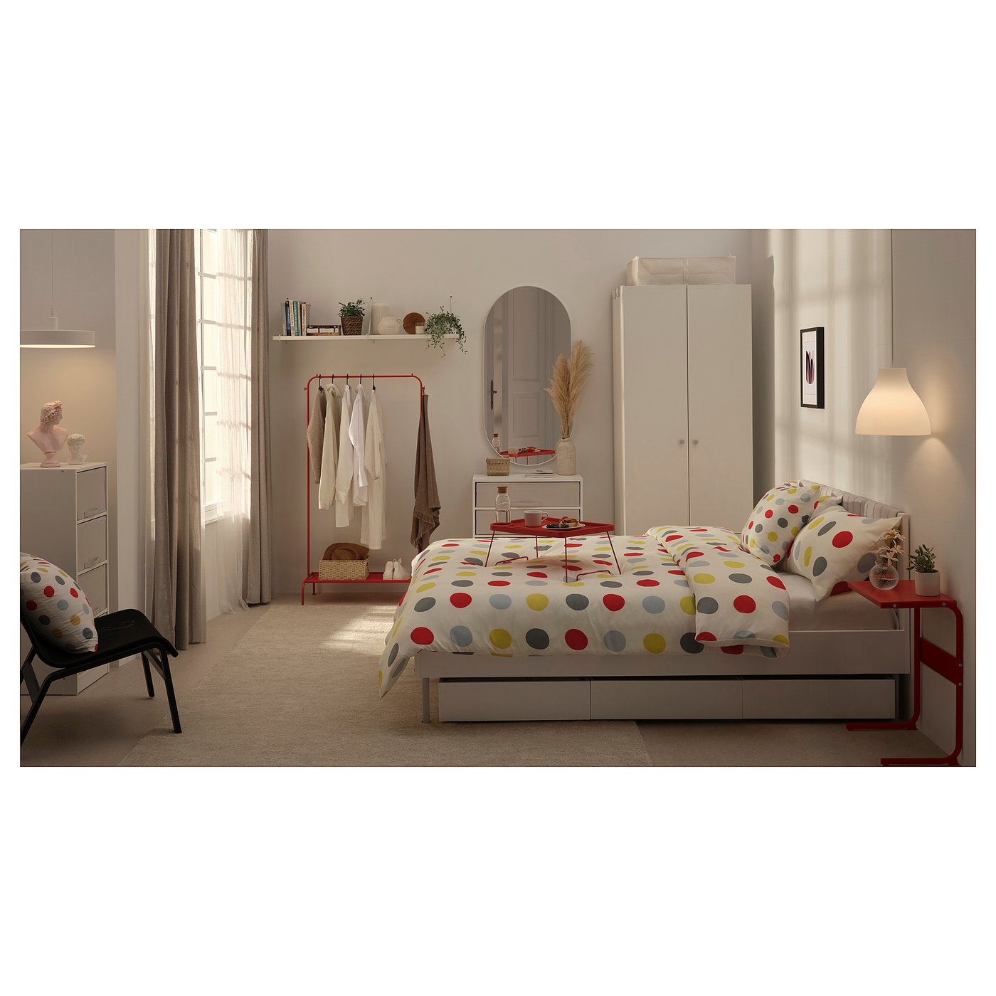 BRUKSVARA 2-piece bedlinen set, multicolour/dot pattern, 150x200