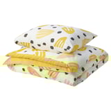 BRUKSVARA 2-piece bedlinen set, yellow/white, 150x200 cm