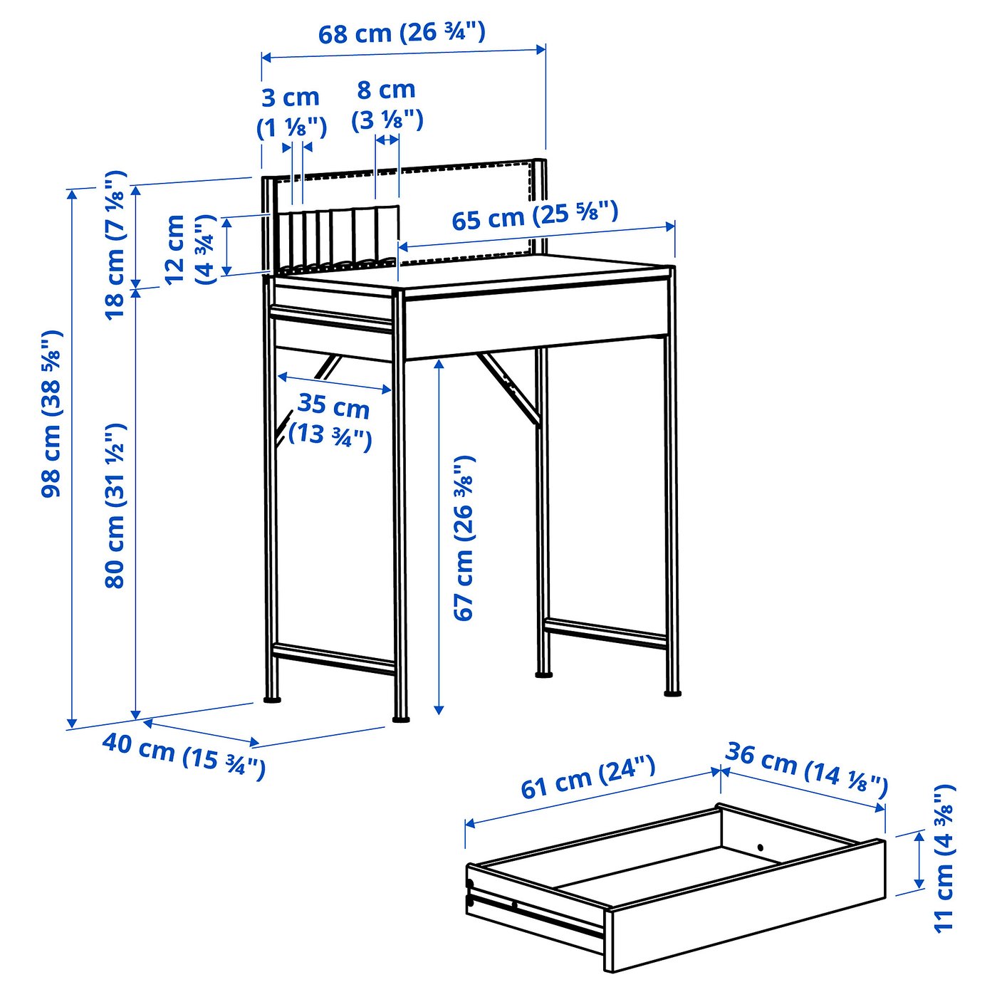 BRUKSVARA dressing table, white/light grey, 68x40 cm - IKEA