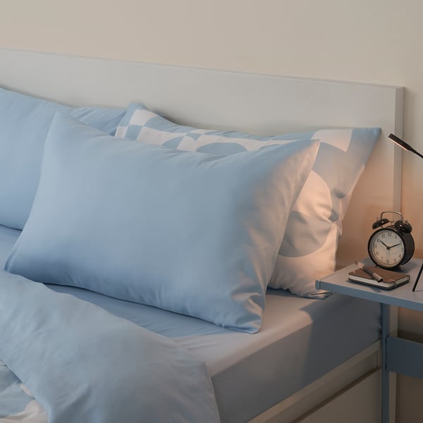 BRUKSVARA Fitted sheet, blue, 90x200 cm