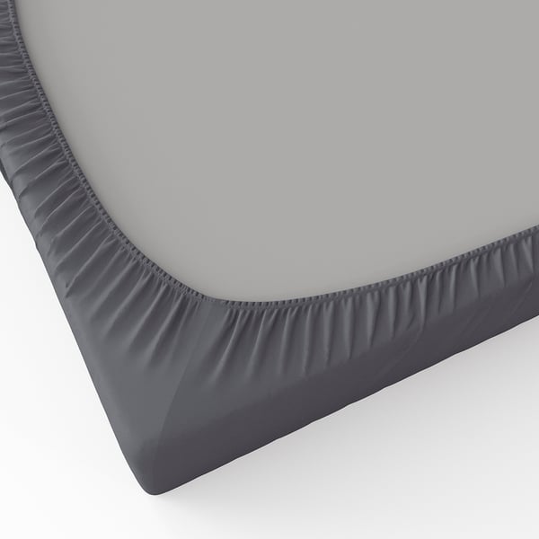 BRUKSVARA Fitted sheet, dark grey, 90x200 cm
