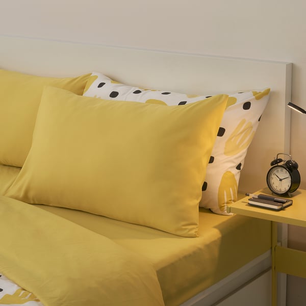 BRUKSVARA fitted sheet, yellow, 90x200 cm IKEA