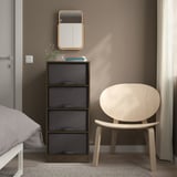 BRUKSVARA Storage unit with 4 boxes, brown/dark grey, 40x104 cm