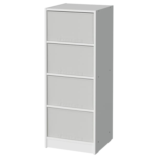 BRUKSVARA Storage unit with 4 boxes, white/light grey, 40x104 cm