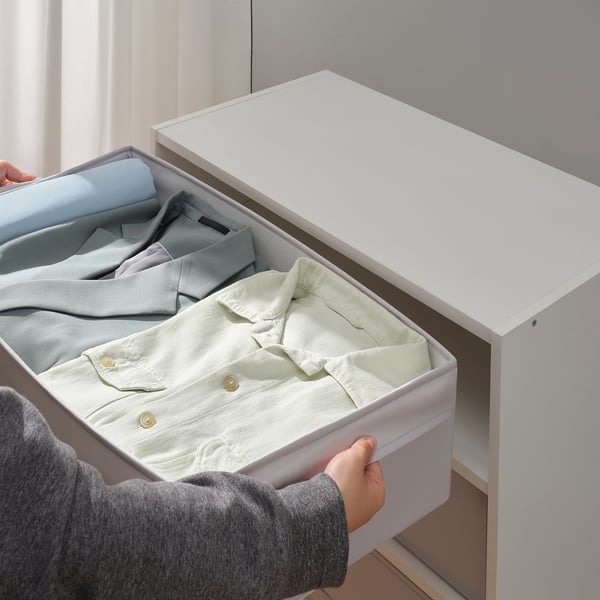 BRUKSVARA Storage unit with 4 boxes, white/light grey, 70x80 cm