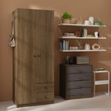 BRUKSVARA Wardrobe with 2 doors and 2 drawers, brown, 79x57x201 cm