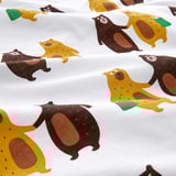 BRUMMIG Duvet cover and pillowcase, bear pattern yellow/brown, 150x200/50x60 cm