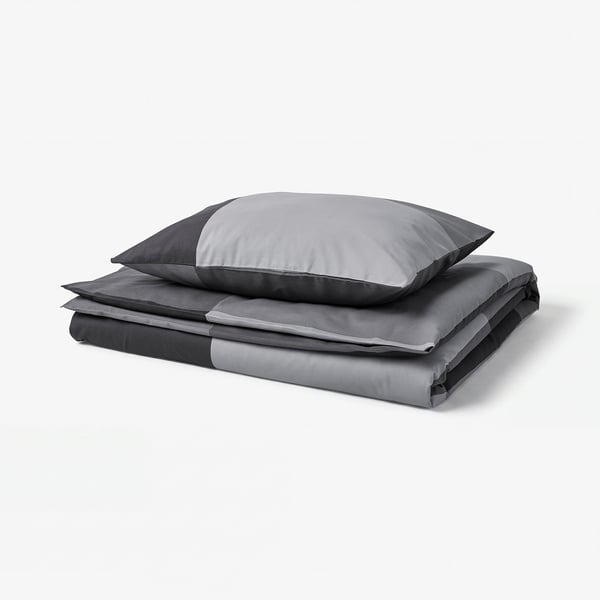 BRUNKRISSLA Duvet cover and pillowcase, black, 150x200/50x60 cm