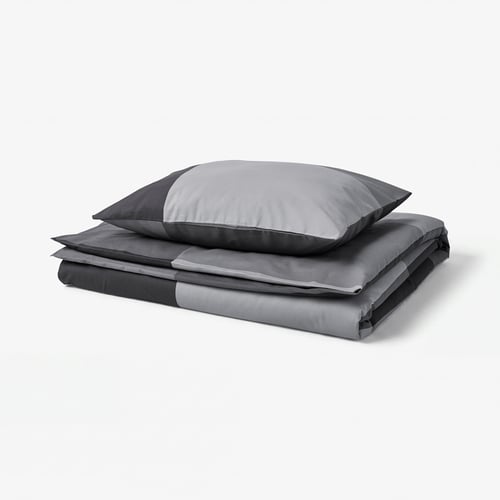 BRUNKRISSLA Duvet cover and pillowcase, black, 150x200/50x60 cm