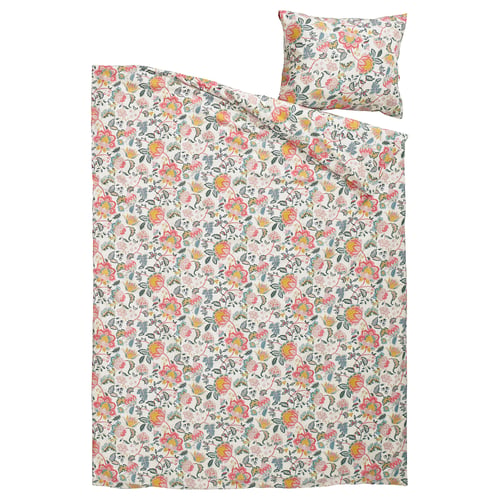 DAGGSALVIA Duvet cover and pillowcase, multicolour/floral pattern, 150x200/50x60 cm