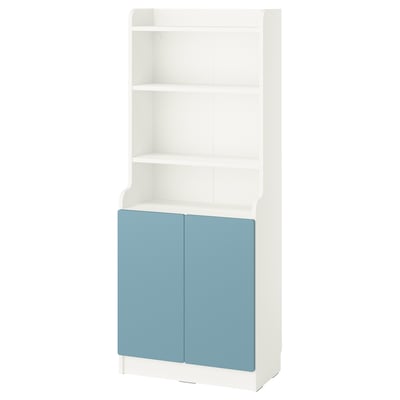 DALRIPA Children's bookcase with door, white/blue, 60x34x150 cm