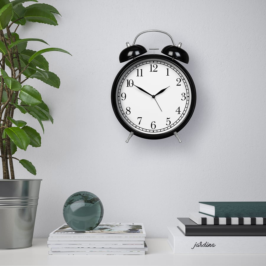 DEGADE Alarm clock, black, 21 cm IKEA