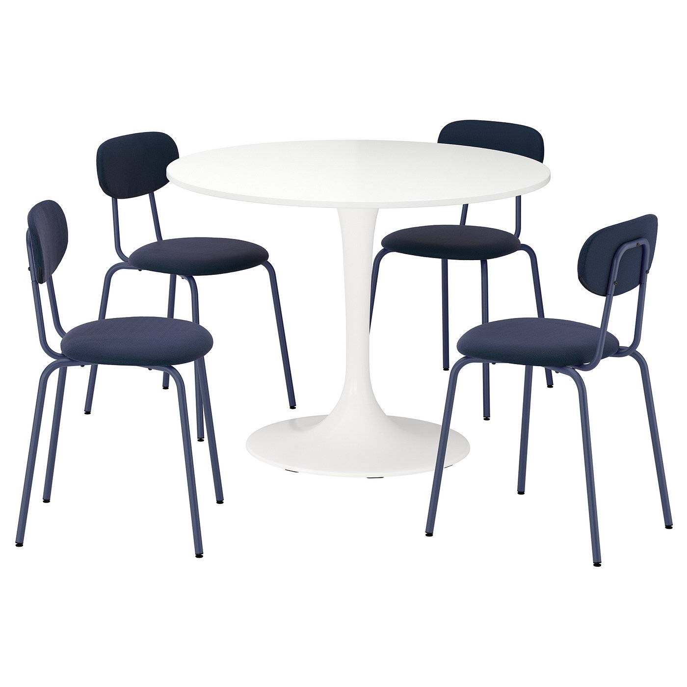 DOCKSTA / SANDSBERG table and 4 chairs, white/Remmarn dark blue