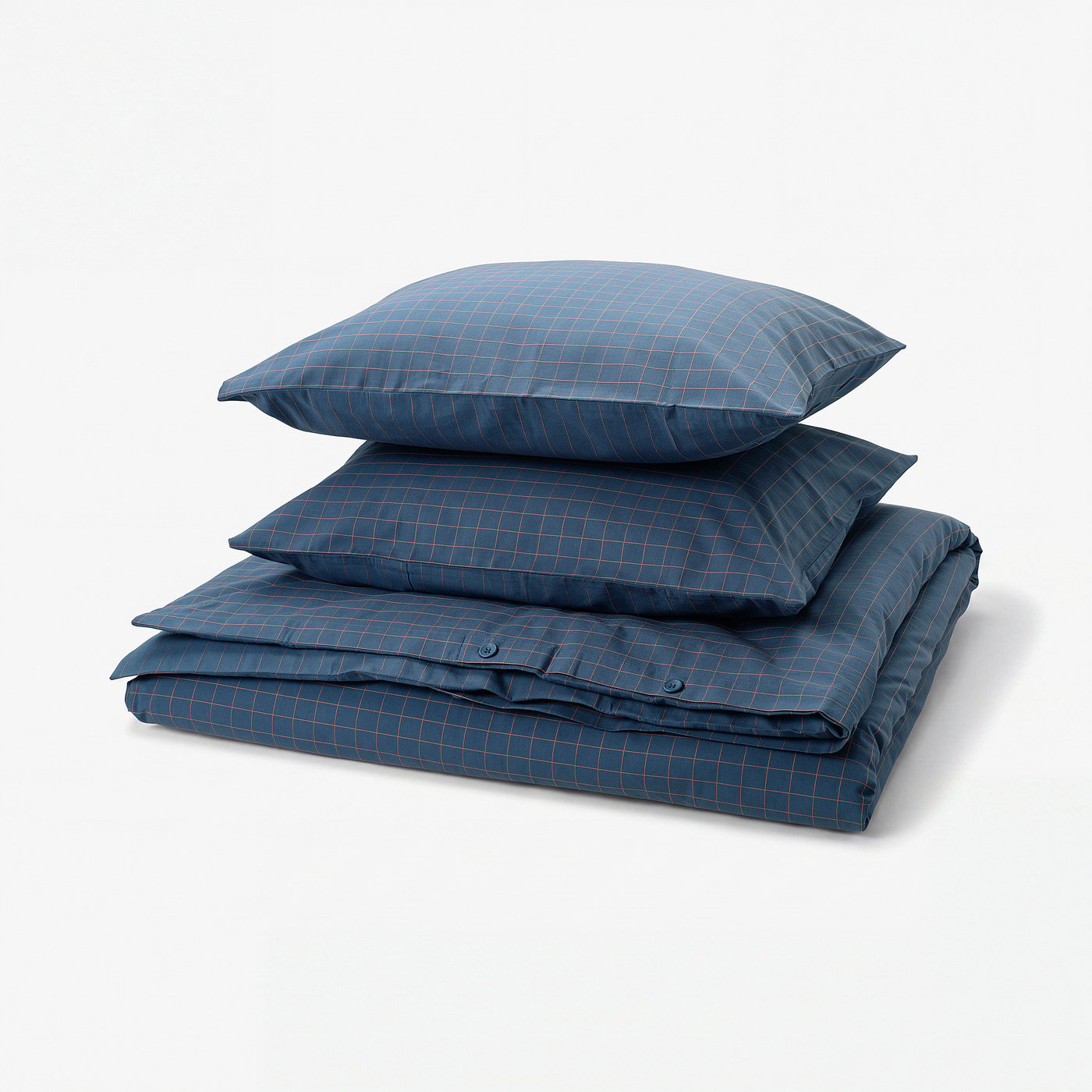 DOFTAKLEJA Duvet cover and 2 pillowcases, dark blue/light brown, 200x200/50x60 cm