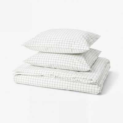 DOFTAKLEJA Duvet cover and 2 pillowcases, white/anthracite, 200x200/50x60 cm