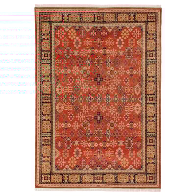 DOFTMYSKGRÄS Rug, low pile, red floral pattern/handmade, 170x240 cm