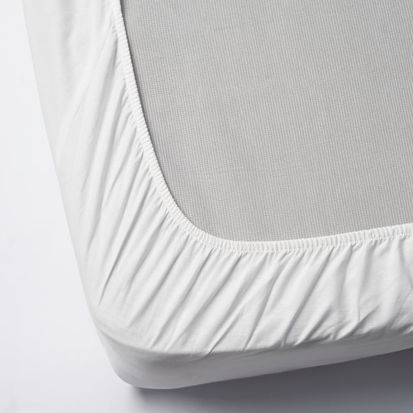 DVALA Fitted sheet, white, 100x200 cm