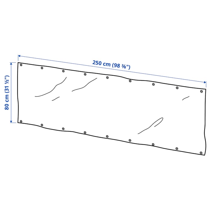 DYNING Balcony privacy screen, white, 250x80 cm IKEA