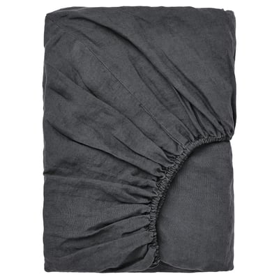 DYTÅG Fitted sheet, dark grey, 160x200 cm