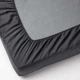 DYTÅG Fitted sheet, dark grey, 120x200 cm