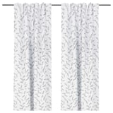 EBBASTINA Room darkening curtains, 1 pair, beige/leaf, 145x250 cm