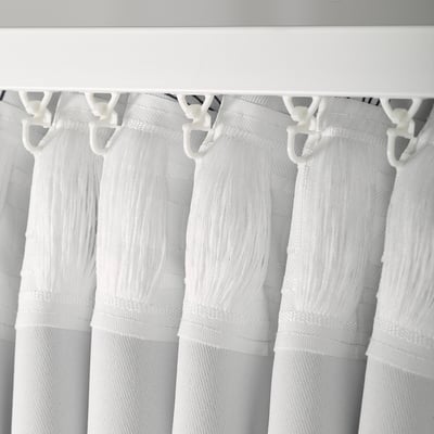 EBBASTINA Room darkening curtains, 1 pair, beige/leaf, 145x250 cm