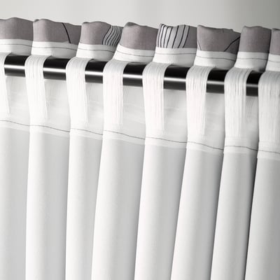 EBBASTINA Room darkening curtains, 1 pair, grey/leaf, 145x200 cm