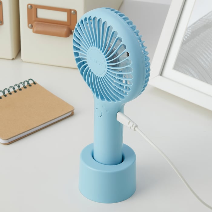 EFTERTRÄDA Handheld fan, batteryoperated blue IKEA